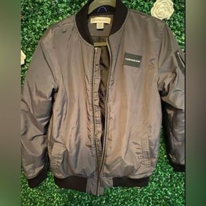 Calvin Klein boys Gray Black Bomber Jacket Sz Xl (18/20)